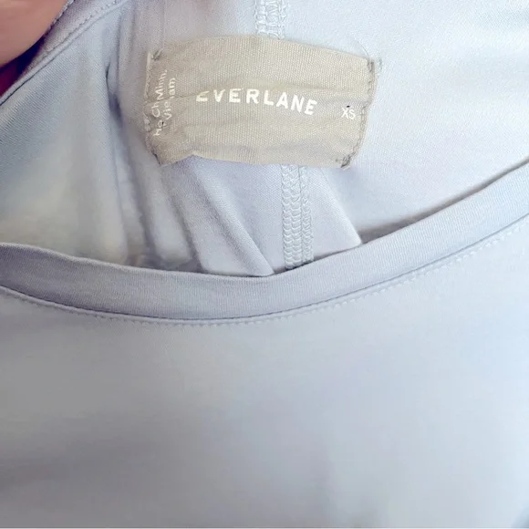 Everlane | EUC Light Blue Luxe Cotton Tie-Front Tee Dress in size XS - Picture 4 of 5
